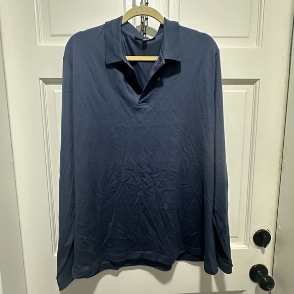 Robert Barakett Deep Navy Blue Long Sleeve Polo Size XXL - Picture 2 of 4